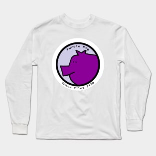 Portrait of Space Pilot Purple Pig Long Sleeve T-Shirt